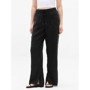 Athleta Retreat Linen Pants Black Wide Leg Size M
